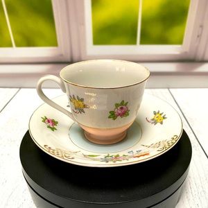 Vintage Gilded Floral Teacup & Saucer 1944-1952 Made in Occupied Japan